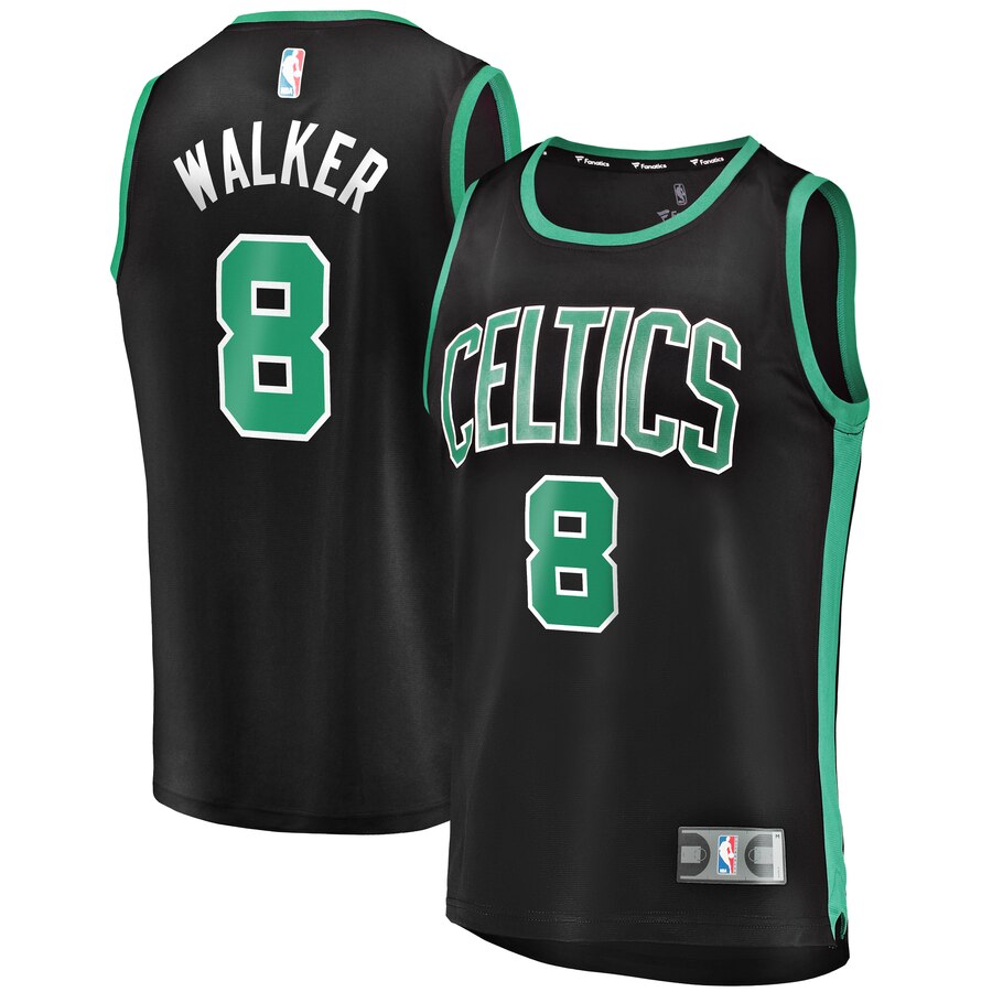 Men's Boston Celtics Kemba Walker #8 Fast Break Fanatics Branded Black Replica Player Statement Edition Jersey 2401GZVY